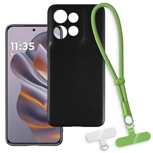 OAGELIM 2-in-1�ی�P�[�X�ƃ��X�g�X�g���b�v Motorola Edge 60 Neo 5G �Ƃ̌݊������� ���O���\�ȃ��j���[�h�t���d�b�J�o�[�A����~�ߕ����h�~�O���b�v�n���h�� (�u���b�N + �O���[��)