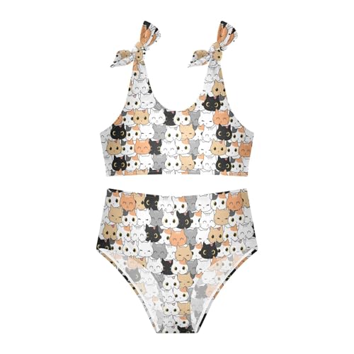 Wusikd Cat Kitten Girls Swimsuits Two Piece Cartoon Swimwear Bikini Set for for Girls Size 11-12T3