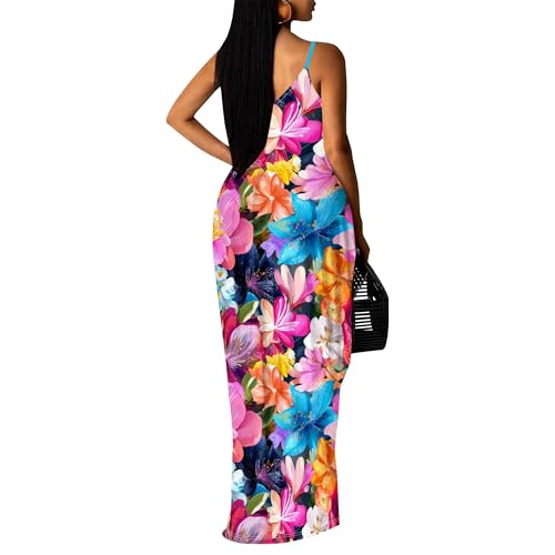 Image of SUZONANA Women Plus Size Summer Maxi Dress Spaghetti Strap Loose Sundress