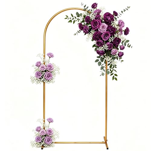 ADRUDY 6.6 FT Metal Arch Backdrop Stand Gold