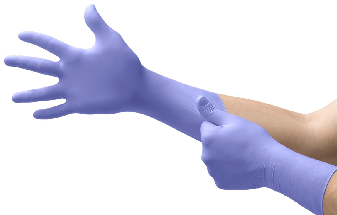 Ansell MICROFLEX Supreno EC SEC-375 Thick Disposable Nitrile Exam Gloves Extended Cuff for Automotive, Heathcare, Life Sciences, Small (6.5-7.0) Violet Blue (Case of 500)