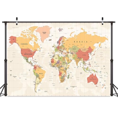 Fondo Mapa Mundial 10x8 pies para fotografía miniatura 2