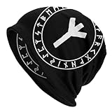 Gorro Vikingo Vintage con Calavera de Runa Valhalla, Gorro Informal Cómodo y Suave Clásico de Harajuku Para Hombres y Mujeres, Gorro Cálido Para Deportes Aire Libre Medievales Nórdicos