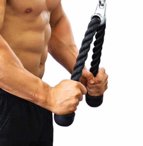 FYYTONE 27 inches Tricep Rope Tricep Pull Down Rope for Cable Machine Cable Attachment for Gym Workout Exercise