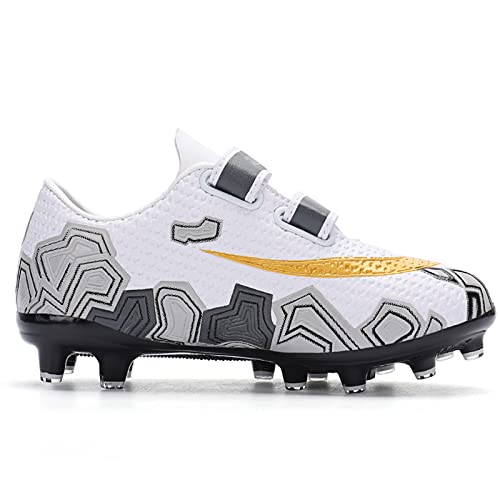 Kids Soccer Shoes White Football Cleats Non-Slip Football Shoes(Little Kid/Big Kid)3