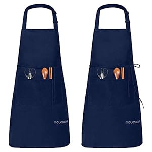 Molenky schort,Verstelbare schort met 2 grote zakken, 2 STUKS Katoenen Chef-koksschortenset, Unisex Waterdichte professionele kwaliteit Keukenschort voor in de keuken