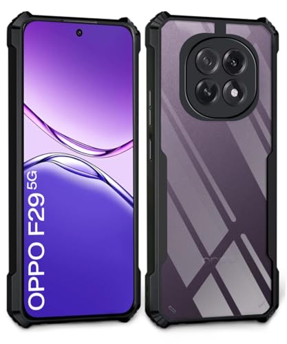 Image of WOW IMAGINE Shock Proof Clear Protective Back Case for Oppo F29 5G - AirEDGE Technology | 360 Degree Camera Protection | Transparent Hybrid Back Case Mobile Cover - Black
