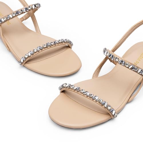 Image of DREAM PAIRS Women's Rhinestone Sandals Open Toe Casual Dressy Sparkly Comfortable Flat Summer Shoes