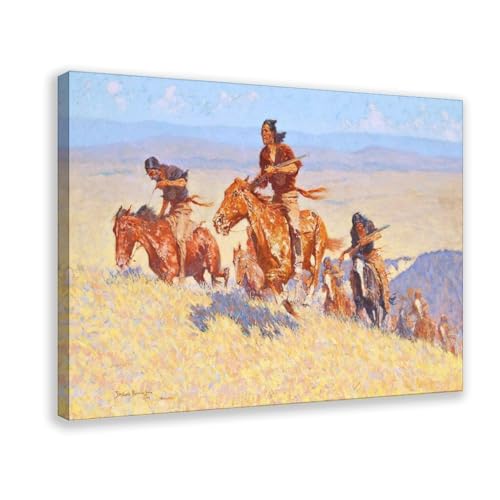 Poster Corne de Buffle par Frederic Remington Toile 20x30cm