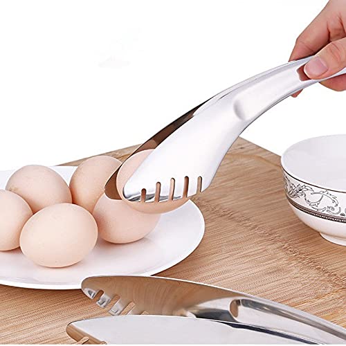 MRKU Pinzas de Cocina de Acero Inoxidable, 1 Pieza, Pinza Plateada para Pan, para Servir Alimentos, Barbacoa, Anti-Calor, para repostería y Barbacoa.