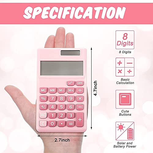 Hinikia Cute Basic Calculator,Mini Dual Power Basic Office Calculators Desktop With 8-Digit Lcd Display,Pocket Calculator For School, Office And Home(Pink) #TOP1