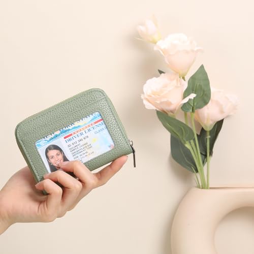 Image of SENDEFN Leather Wallet Women RFID Blocking Small Compact Wallets Credit Card Holder with ID Window