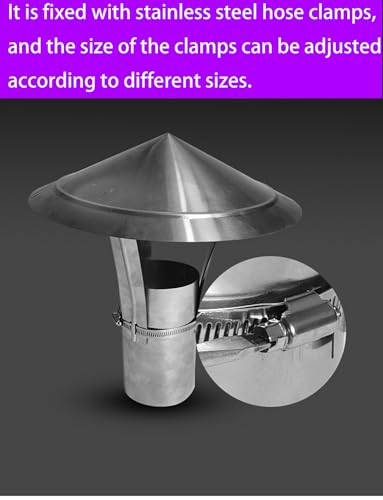 Tapa de chimenea de acero inoxidable universal con tiras ajustables 6