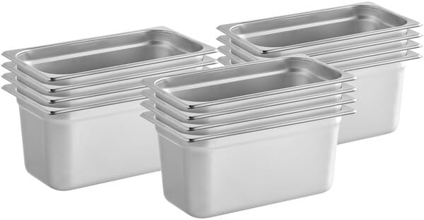 Miniatura 3 de Bandeja de 13 para hotel de 4 pulgadas de profundidad, paquete de 6 bandejas de acero inoxidable NSF 304, bandeja de almacenamiento de alimentos (4