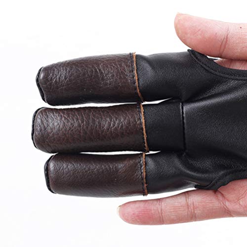 FAVOMOTO Luva de Arco E Flecha Luvas de Couro Com Três Dedos Luvas de Proteção de Tiro Guarda Compos