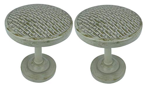 MERIVILLE Set of 2 Woven Window Drapery Medallion Holdbacks, Curtain Tiebacks, Wall Hook, Tassel Holder, French White