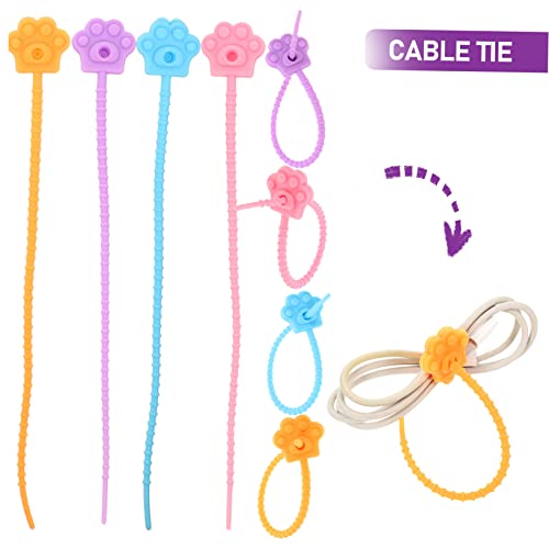 Tofficu 20pcs Cable Management Tie Reusable Silicone Zip Ties Organize Home Office Travel Desk Toolbox miniatura 5