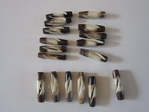 Genuine Spiral Cut Buffalo Bone Hairpipe Beads Two Tone Native American Crafts Jewelry ( 80/ 1" beads) 5 Strands
