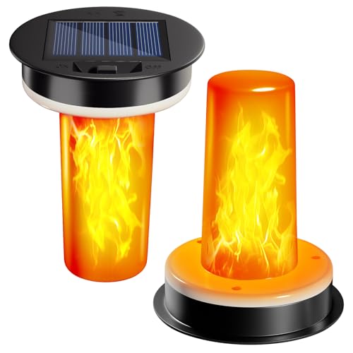 Khaornix 2 Pack Solar Light Replacement Top with Flickering Flame(Top Size 3.35 inch, Bottom Size 2.95 inch), Waterproof Solar Light Part for Outdoor Garden Hot Air Balloon Lantern DIY Replacement Kit
