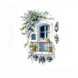 SMZhomeone Adesivo da parete in PVC opaco semitrasparente con fiori di glicine, impermeabile, per soggiorno, camera da letto, ingresso, decorazione per la casa, blu, 828 x 600 cm