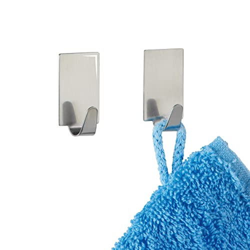 WENKO Crochet rectangle set de 4, acier inox - set de 4, Acier inoxydable, 1.9 x 3.4 x 1.5 cm, Brillant