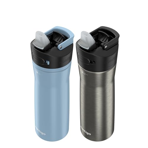 Image of Contigo Ashland Chill 2.0 Water Bottle, 24 oz, 2-Pack, Glacier; Stainless steel w /Licorice
