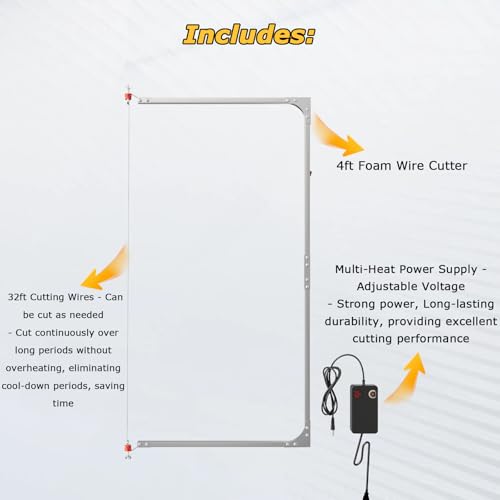 Adjustable 4FT Hot Wire Foam Cutter with Adjustable Multi-Heat Power Supply, Foam Wire Cutter with Extra Cutting Blades, For Styrofoam/EIFS/XPS/EPS - Image 6