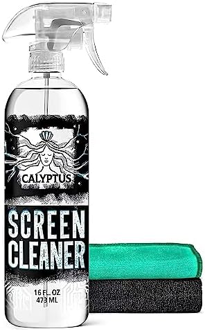 Calyptus Screen Cleaner Mobile Kit | 16 Ounces Spray + 2 Screen Cloths | Screen Spray Cleaners | Computer, Phone, Laptop, Monitor, MacBook, Tablet, TV, Glasses, and iPhone Cleaning | Made in USA
