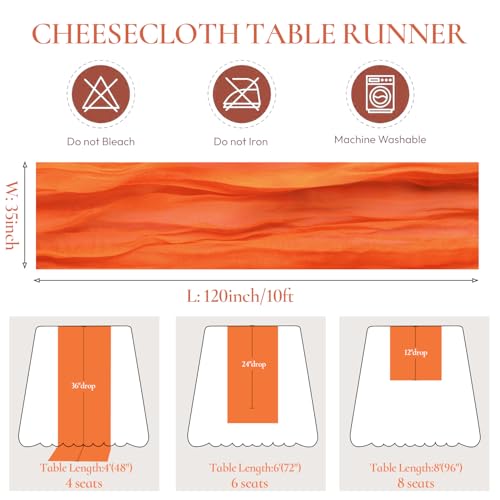 6-Pack-Orange-Cheesecloth-Table-Runner-Gauze-Table-Runner-10FT-Long-Semi-Sheer-Table-Runner-Rustic-Wedding-Table-Decor-for-Boho-Wedding-Decor-Arch-Draping-Bridal-Shower-Thanksgiving-Decor 6 Pack Orange Cheesecloth Table Runner Gauze Table Runner 10FT Long Semi Sheer Table Runner Rustic Wedding Table Decor for Boho Wedding Decor Arch Draping Bridal Shower Thanksgiving Decor