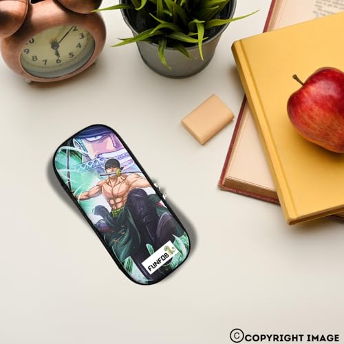 Image of FUNFOB One Piece Zoro Pencil Box for School College for Pen Pencil Or Other Stationery Products Zoro Pencil Pouch | Zoro Black Cloth