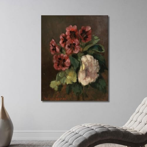 Tableau imprimé Gustave Courbet Bouquet de fleurs toile Fine Art encadrée 125x100
