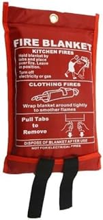 Fire Blanket Large, Kitchen Home Safety Emergency Fire Blanket - Quick Unfolding & EASY TO USE with Loops, 1mX1m EMERGENCY FIRE BLANKET, IDEAL FOR KITCHEN, OFFICE, HOME, CARAVAN, LARGE FIRE BLANKET