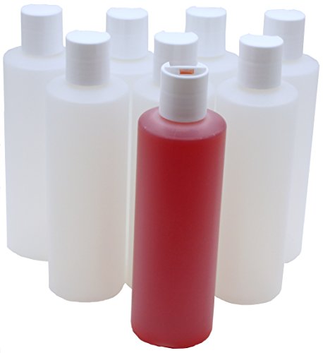 J&S Squeeze Bottles with Disc Flip Caps - 8 oz (8 Pack) – Empty Plastic Containers to Store and Dispense Shampoo Conditioner Soap and More - Portable Reusable Leak Proof and BPA Free
