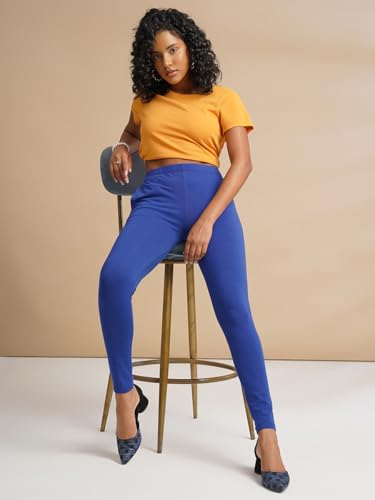 Image of ONE SKY Women Full Length Leggings | Cotton Modal Spandex Blend | High Waist Stretchable & Bio-Washed Fabric | Colour-Lock Technology | Comfortable Leggings for Women