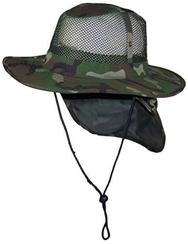 Image of Tropic Hats Summer Wide Brim Mesh Safari /Outback W /Neck Flap & Snap Up Sides