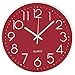 Produktbild Outpicker Wanduhr Ohne Tickgeräusche 30cm Modern Quartz Lautlos Wanduhr Schleichende Sekunde Wanduhr Dekor für Zimmer Zuhause Wohnzimmer Küche Büro Schlafzimmer (rot)