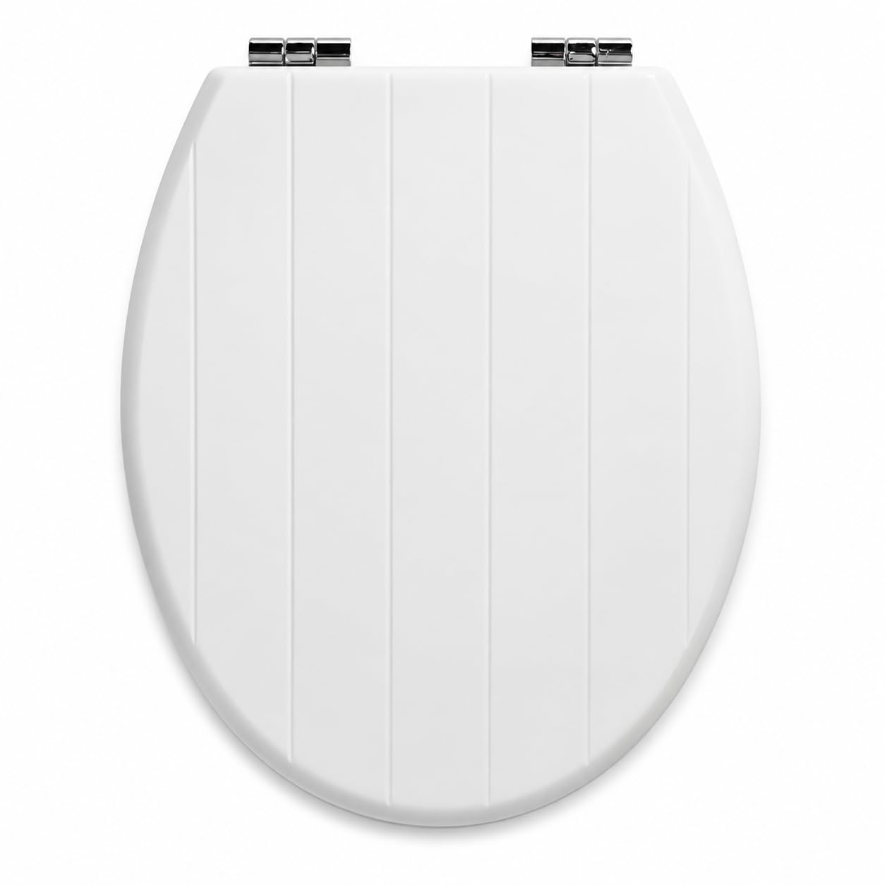 Burakh White Tongue & Groove Wooden 18" Mdf Toilet Seat Universal Adjustable Fit Most Toilets Oval Seat┃Bathroom Standard Wooden Mdf Toilet Seat | Wc Seat +Fittings (White Tongue & Groove Wooden)