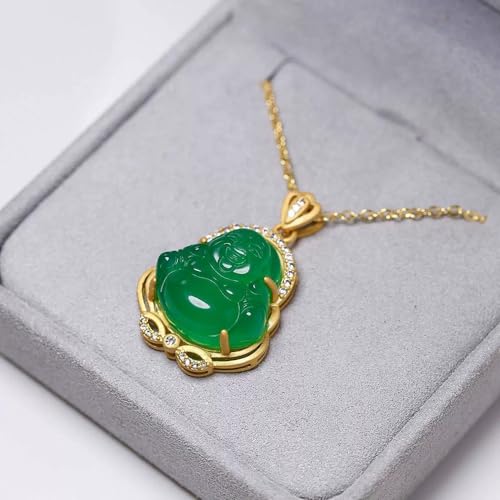 Collier en jade vert véritable d'une qualité joaillerie et argent S925 plaqué or
