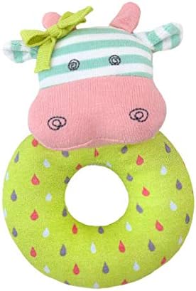 Apple Park Organic Farm Buddies - Belle Cow Teething Rattle, Baby Toy for Infants - Hypoallergenic, 100% Organic Cotton