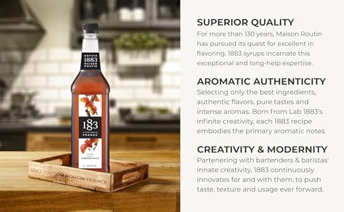 Image of 1883 Pumpkin Spice Syrup for Drinks, Made in France, 1 Liter Plastic Bottle