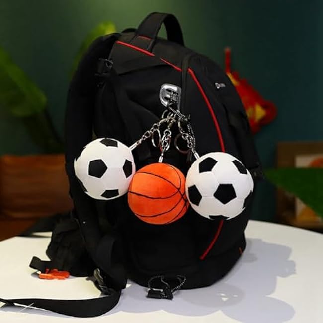Zcargel Keychain Soccer Doll Plush Toy, Key Holder Ball Pendant, Men's Bag Accessory, Soft PP Cotton, Fashionable 9cm