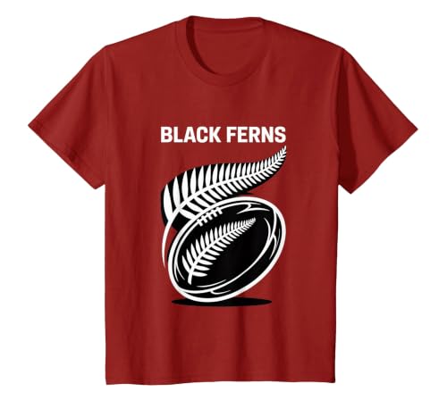 New Zealand Rugby Womens Rugby Black Ferns Men T-Shirt, Youth, Cranberry Red, 3T