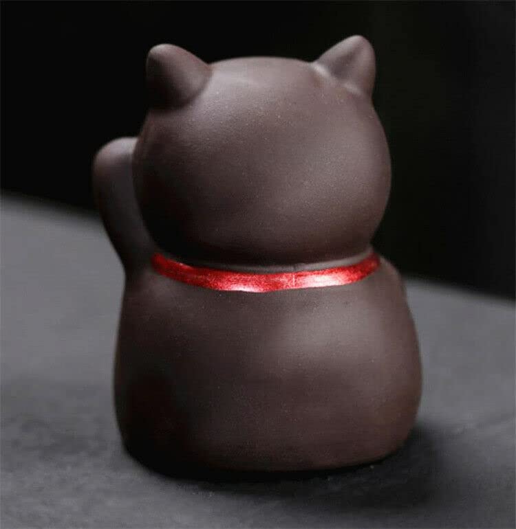 Théière Chinoise Zisha Maneki Neko Lucky Cat - Chat Porte-Bonheur En Argile Violette Pour Cérémonie Du Thé