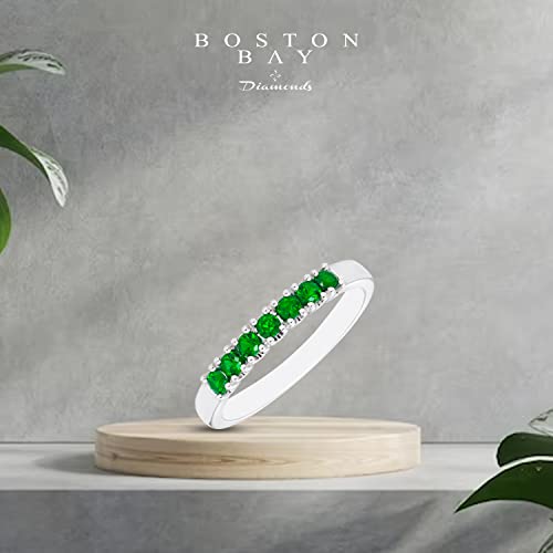 .925 Sterling Silver 1/3 Cttw Lab Grown Green Emerald Gemstone May Birthstone Stacking Ring- Size 8 #TOP4