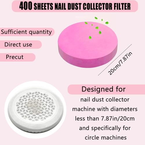 400 hojas filtro para colector de polvo de uñas miniatura 2