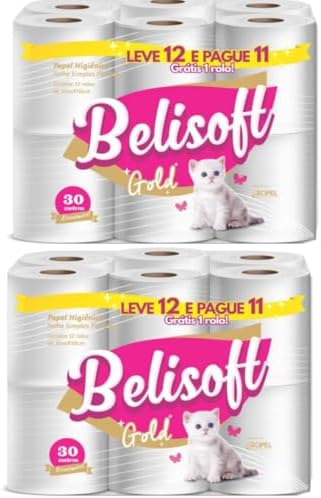 Belisoft Gold Papel Higiênico, Folha Simples, 24 Rolos, 30 Metros...