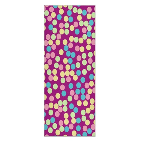 pnyoin Colourful Dots on Violet Yoga Towel,Hot Yoga Mat Towel with Grip Dots Sweat Absorbent Non-Slip for Hot Yoga, 24