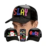 JDVOOTD Programmable LED Hat with Bluetooth App Control, Custom Text Message Display Smart Baseball Cap, Rave Accessories Party Funny Hats, for Men Women Adults （ Black ）