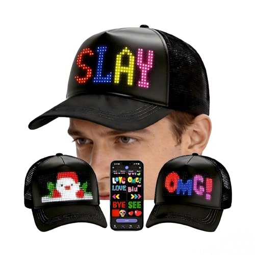 JDVOOTD Programmable LED Hat with Bluetooth App Control, Custom Text