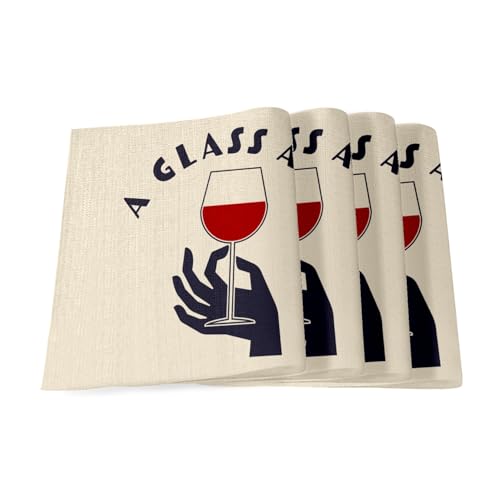 Sets de table vin en lin 40x28.5 cm lavables pour protéger et décorer votre table - 2